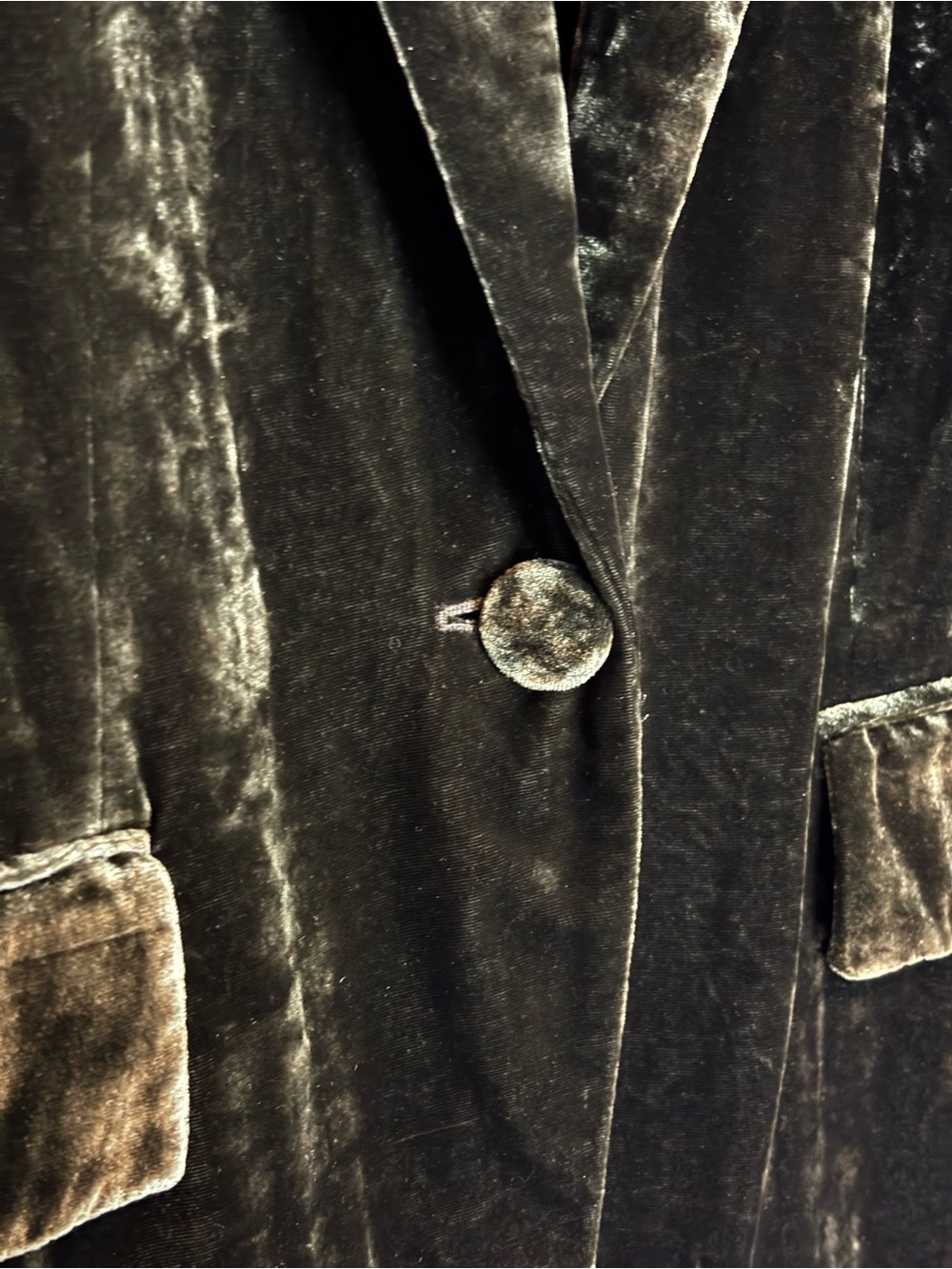 Frame Deep Moss Green Crushed Velvet Single Button Blazer 8 - Picture 4 of 12